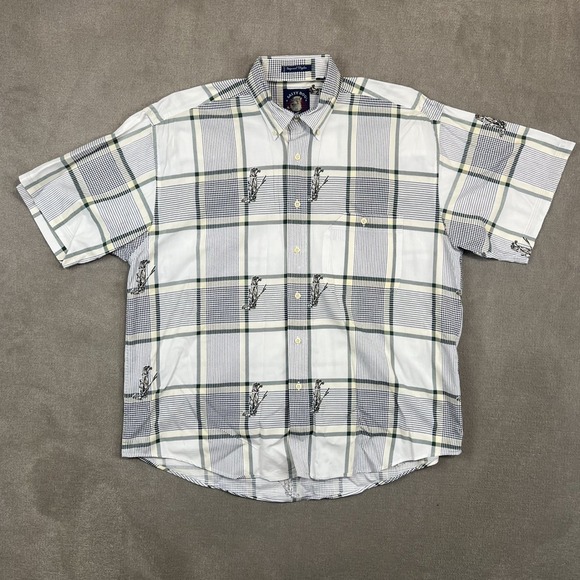 Gant Salty Dog Vintage Golf Shirt XL White Plaid Poplin Embroidered Golfcore — photo 2